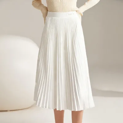 Custom High Quality Summer Casual Comfortable Blank Midi A-line Pleated Skirt for Women