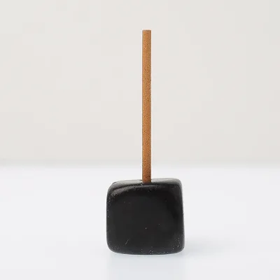 DIY Natural Crystal Incense Holder Ornament Square Natural Stone Black Obsidian Incense Stick Holder for Buddha