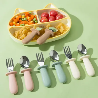 KEAN Silicone Spoon Bib Spoon Fork Toddler Reasonable Price Creative Non Stick Silicone Dinnerware Sets