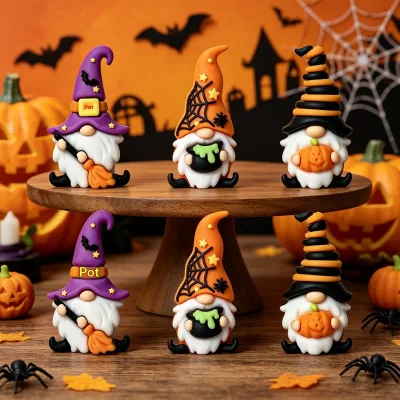 Custom Shape Cute European and American-style Dwarf Halloween Ornament Creative PVC Craft Cartoon Desk Decoration