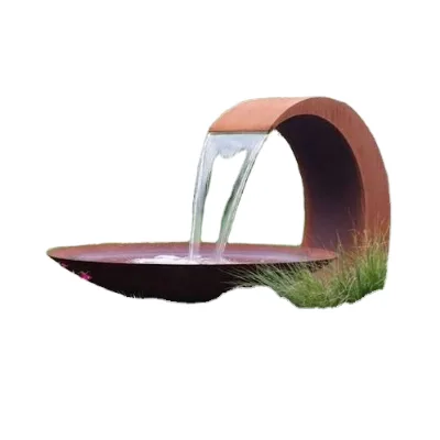 Modern Premium Stainless Steel Geometric Waterfall Fountain for Luxury Resort and Spa Entrance