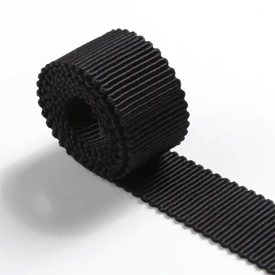 10mm Black Non-elastic Woven Flat Striped Polyester  Webbing Straps for Clothing