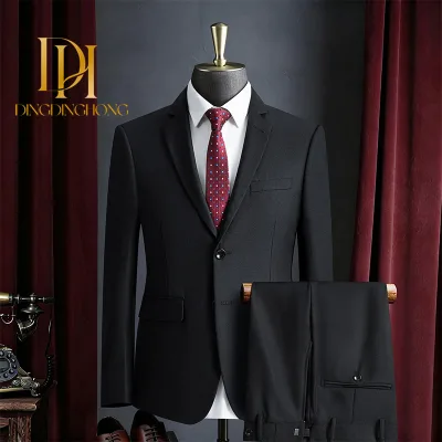 Notched Notch Collar Men Business Suit Black Classic Single Breasted Suit Jacket Suitable for Daily Office and Formal Occasions