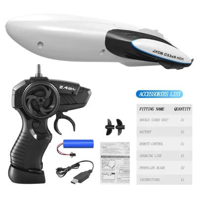 2.4G 360 Rotate RC Mini Speedboat Toy 2 Sides Waterproof Driving Remote Control Boat for Kids with Included Batteries