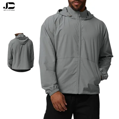 Men's Waterproof Zippered Hooded Casual Sports Jacket Outdoor Sports Jackets Hooded Windproof Waterproof Mountaineering Clothing