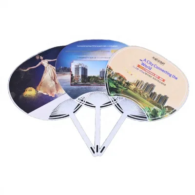 Custom Printed Folding Paper Fan Custom Logo Tri-Fold Hand Fan for Real Estate Exhibition Advertising Promotion Gift
