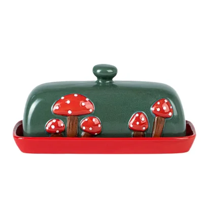 Factory Wholesale Custom Large Butter Dish Mushroom Butter Dish with Lid for Kitchen