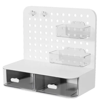 Plastic Pinboard Storage Box for Dormitory Study Home Bedroom Cosmetic Tool Organizer for Desktop & Drawer Storage