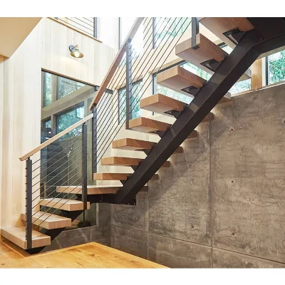 Custom Design Australia Residential Red Oak Wood Support Type Hidden Stringer Stair U Shape House Modern Floating Staircase