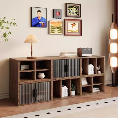 Sturdy Solid Wood Storage Organizer Multifunctional Living Room Cabinet with Open Home Decorative Shelf Cubicle for Storage