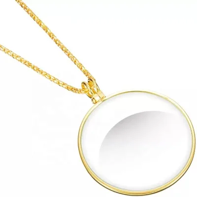 Gold Jewelry Hanging Magnifier 5X Magnifier Monocle Lens Necklace Magnifying Glass Loupe for Reading Crafts Needlework