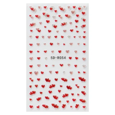 Cross-Border New Valentine's Day Sweet Embossed Heart-Shaped Ins Style Nail Stickers From Guangdong