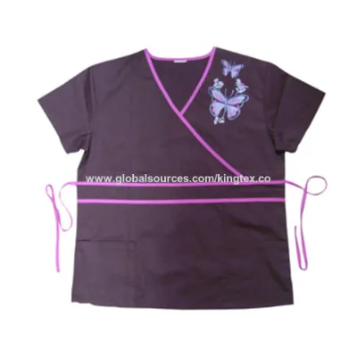 Embroidered medical scrub top