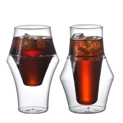 Modern Minimalist Double-Walled Borosilicate Glass Pour-over Coffee Cup Heat-Resistant Transparent for Cafe Bar & Coffee Tasting