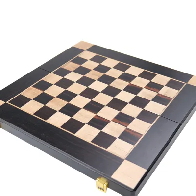15-inch Wood Chess Pieces Chess Set Ebony Folding Chess Board Logo Packaging Custom