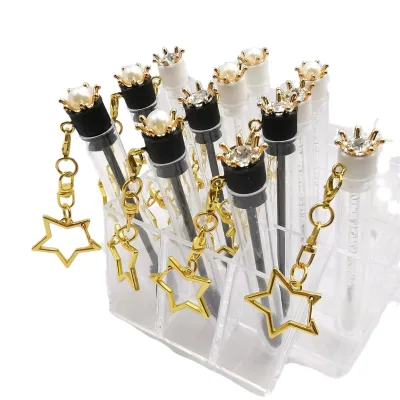 New Pearl Crown Diamond Lash Wand Brush in Serum Tube With Key Chains Custom Eyelash Brush Mascara Spoolie Tube