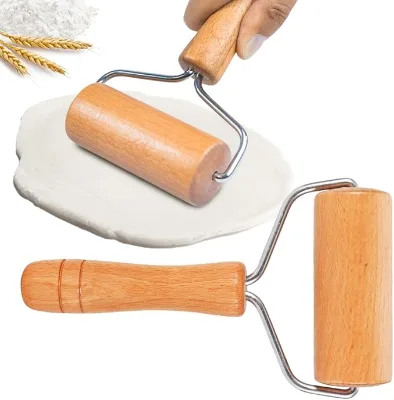 Wooden Rolling Pin Stainless Steel Stand Eco-Friendly Design Bearing-Equipped Dough Roller for Baking Pastry Boards Included