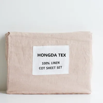 100% French Linen Cot Sheet Set, Vintage Washed Linen Baby Sheets