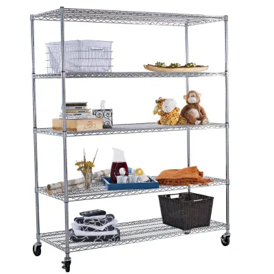Original Kitchen Rack Storage Stainless Steel Shelf Rotating 360 Household Products Dish Drying Foldable 6 Tier Wire Shelving