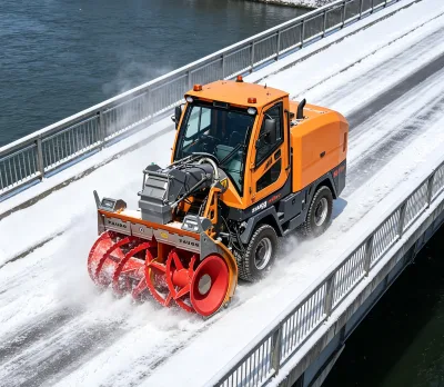 CNCMC R500 8000kg Total Weight All-wheel Steering Snow Blower Motor 1800t/h Snow Throwing Capacity Adjustable 180-210cm Clearing