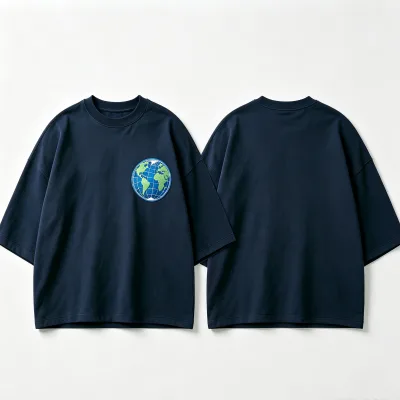 Custom Embroidery Sleeve Embossed Logo Crewneck 100% Combed Heavyweight Streetwear Boxy Graphic Custom T Shirt