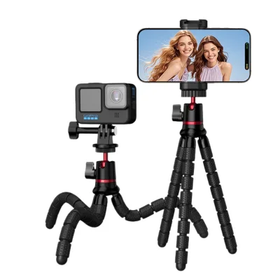 Lightweight Travel Phone Tripod Portable and Flexible Octopus Tripod with Wireless Remote and Smartphone Clamp for Selfie Tripod