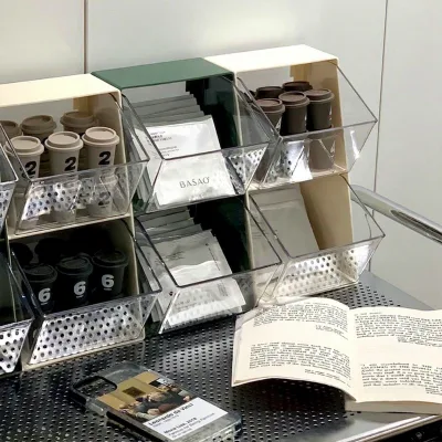 Plastic Rectangle Japanese Design Eco-Friendly Tea Bag Coffee Capsule Storage Rack for Organized Office Desk Beverage Storage