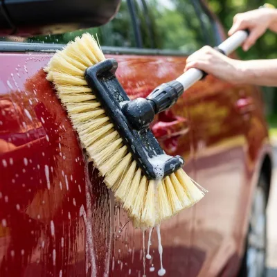 Water-Channeled Five-Side Car Wash Brush Stretch Aluminum Pole Soft Bristle SUV Windshield Exterior Cleaner
