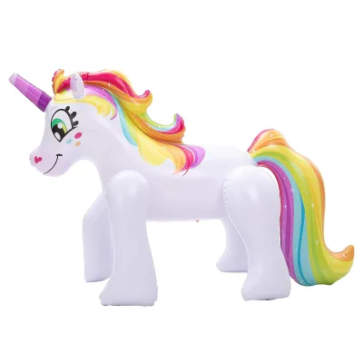 AGS Plastic Inflatable Unicorn Sprinkler Kids Outdoor Water Toys Birthday Party Decorations EN71 Certified 53" Size Gift Summer