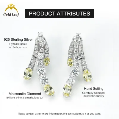 Goldleaf Custom Gold 925 Sterling Silver Stud Earrings Luxury Design Round & Oval Cut Moissanite Women's Fine Wedding Party Gift