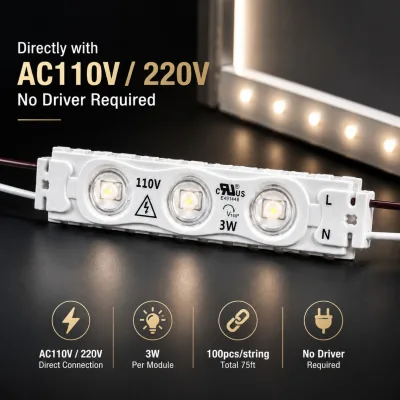 LED Injection Module 3W AC110V AC220V Driverless Commercial Grade UL Listed for Channel Letter Business Sign Lighting