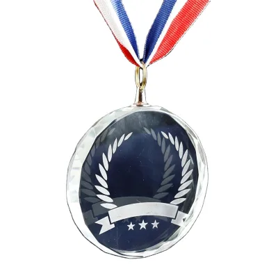 Free Customized Crystal Glass Medals Sport Souvenirs Honor Medal School Competition Color Printed Engraved Logo Name Award Gifts