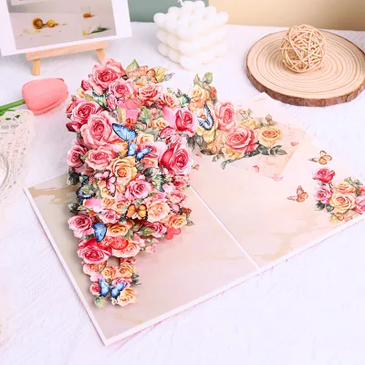Mixed Theme 3D Pop up Box Greeting Card Christmas Mother Day Unicorn Mermaid Flower Paper Festival Gift