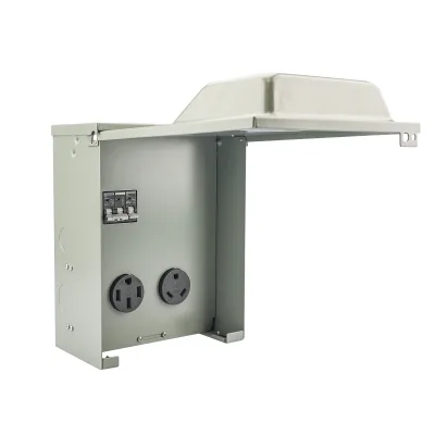 30 50amp Temporary Power Outlet Panel with Circuit Breaker,NEMA TT-30R & 14-50R Outlet Receptacle Breaker Box,ETL Listed