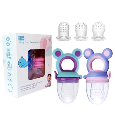 BPA Free Baby Fruit Feeder Set Squeeze Feeding Infant Food Dispensing With Baby Dummy Pacifier