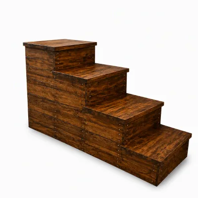 Hot-sale 4-Step Solid Wood Pet Stairs Non-Slip Wooden Dog Steps Pet Furniture for Senior Small Medium Dogs