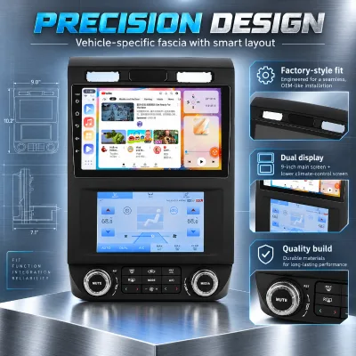 Radio DVD Player Screen For Ford F150 Mirrorlink Console Center Tuner SWC RCA Smartphone Support Replacement Octacore 9 Inch