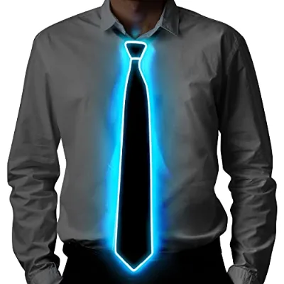 FineGreen Men's Eco-Friendly LED Light-Up Ties with 3 Flash Modes Adjustable Zipper Closure for Parties Halloween School
