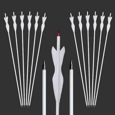 OD 7.8mm 30in Mixed Carbon Arrows with 5in Turkey Feather Replaceable Screw-in Tips for Archery Bow Hunting Shooting