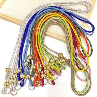 KE015 Stock Design Rhinestone Purse Strap Crystal Mobile Phone Strap Rhinestone Lanyard for Bag Key and Iphone