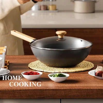 Cast Iron Cooking Wok Acero Inoxidable Cooker Pan Non-stick Chinese Wok Pan