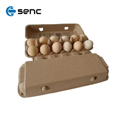 Eco Friendly Compostable Pulp Egg Tray Shockproof Paper Packaging Mesh Style Oblong Shape SENC Brand Multiple Specifications