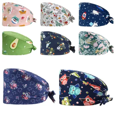 Custom Best Sale Fashion Working Cap Nursing Surgical Hats Reusable Anti Dust Dental Logo Cotton Medical Hat Ponytail Scrub Hat