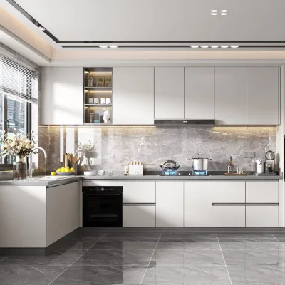 Luxury Modern European High-End Wood Kitchen Cabinets Modern Design with Storage Cupboard