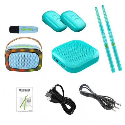 Portable Virtual Air Drum Set Somatosensory Electronic Drum Kit Complete Kit With Wireless Mic USB Charging Audio Cable Home