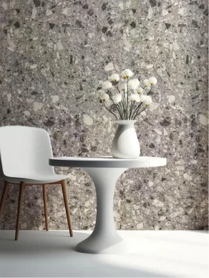 2026 New Design MCM Terrazzo Marble Slab Tile Thin Light Flexible 1200*600 mm Rough Stone Texture Fireproof Waterproof