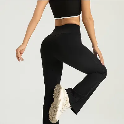 Custom Logo Flare Pants Yoga Gym Fitness Outdoor Sports Quick Dry Breathable Lightweight Elastic Mid Waist Leggings