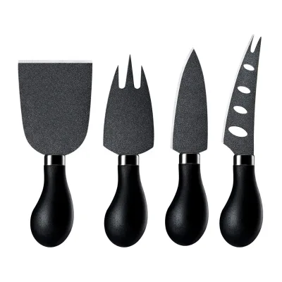 High Quality Nonstick Black Coated Stainless Steel Cheese Fork Cutter Cheese Knives Cheese Knife Set
