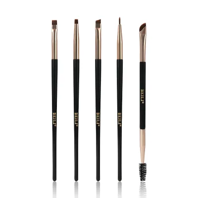 Luxury Rose Gold Ferrule Eyebrow Brush Kit Multi Shape Precision Eye Makeup Brushes for Eyebrow Shaping Liner Daily Cosmetic