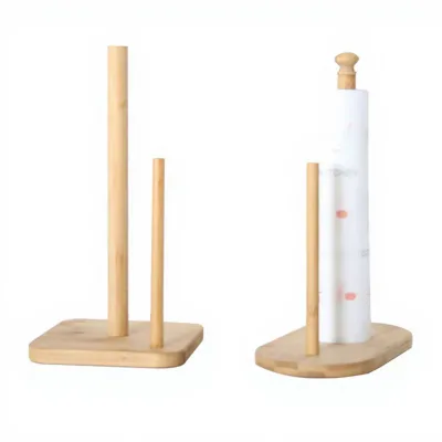 Natural Wooden Paper Towel Holder Kitchen Napkin Organizer Bamboo Dish Cloth Rack Holder for Home